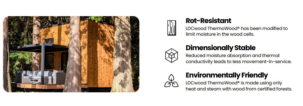 Knotty NordicTM Thermowood® Spruce 1x8 Shiplap or T&G